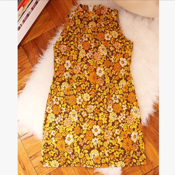 Dresses & Skirts - Retro Floral Print High Neck Shift Tank Dress